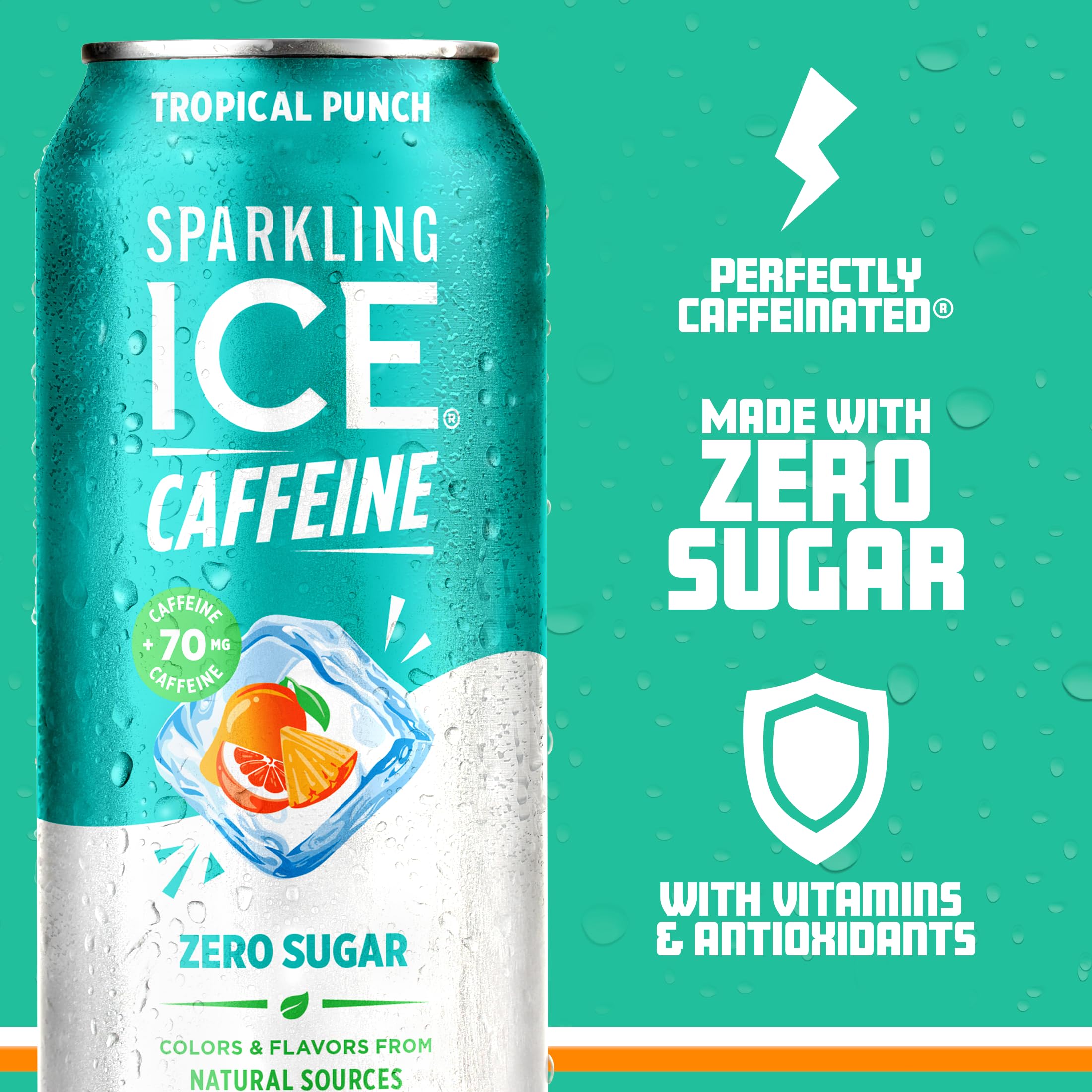 Sparkling Ice primer plano de burbujas y textura carbonatada que realza el sabor