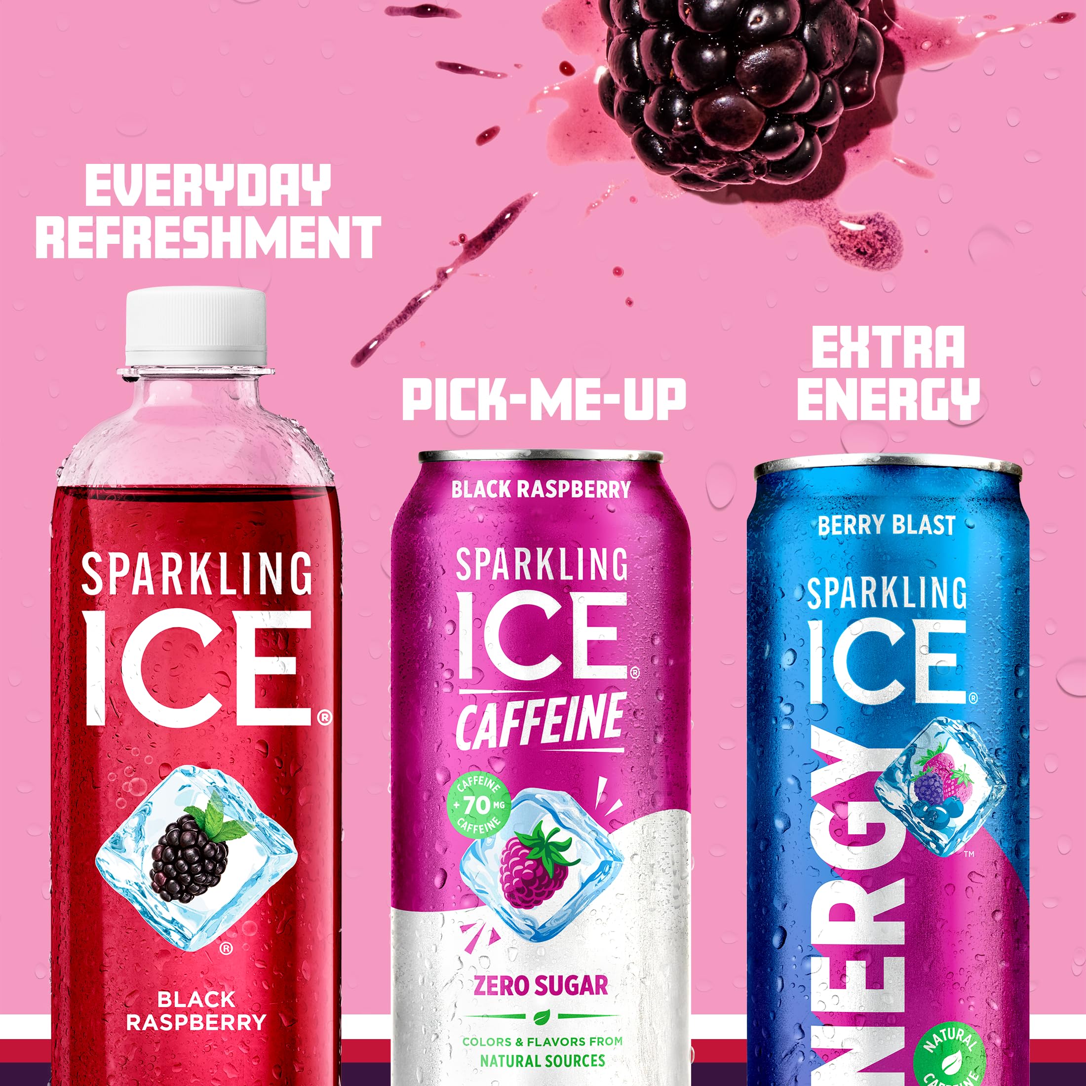 Sparkling Ice vertido en vaso con hielo, muestra carbonatación y sabor afrutado