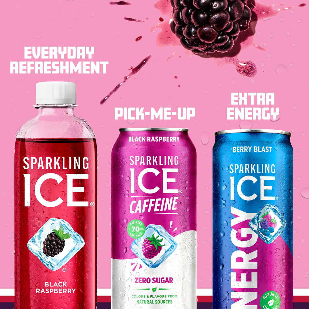 Sparkling Ice vertido en vaso con hielo, muestra carbonatación y sabor afrutado