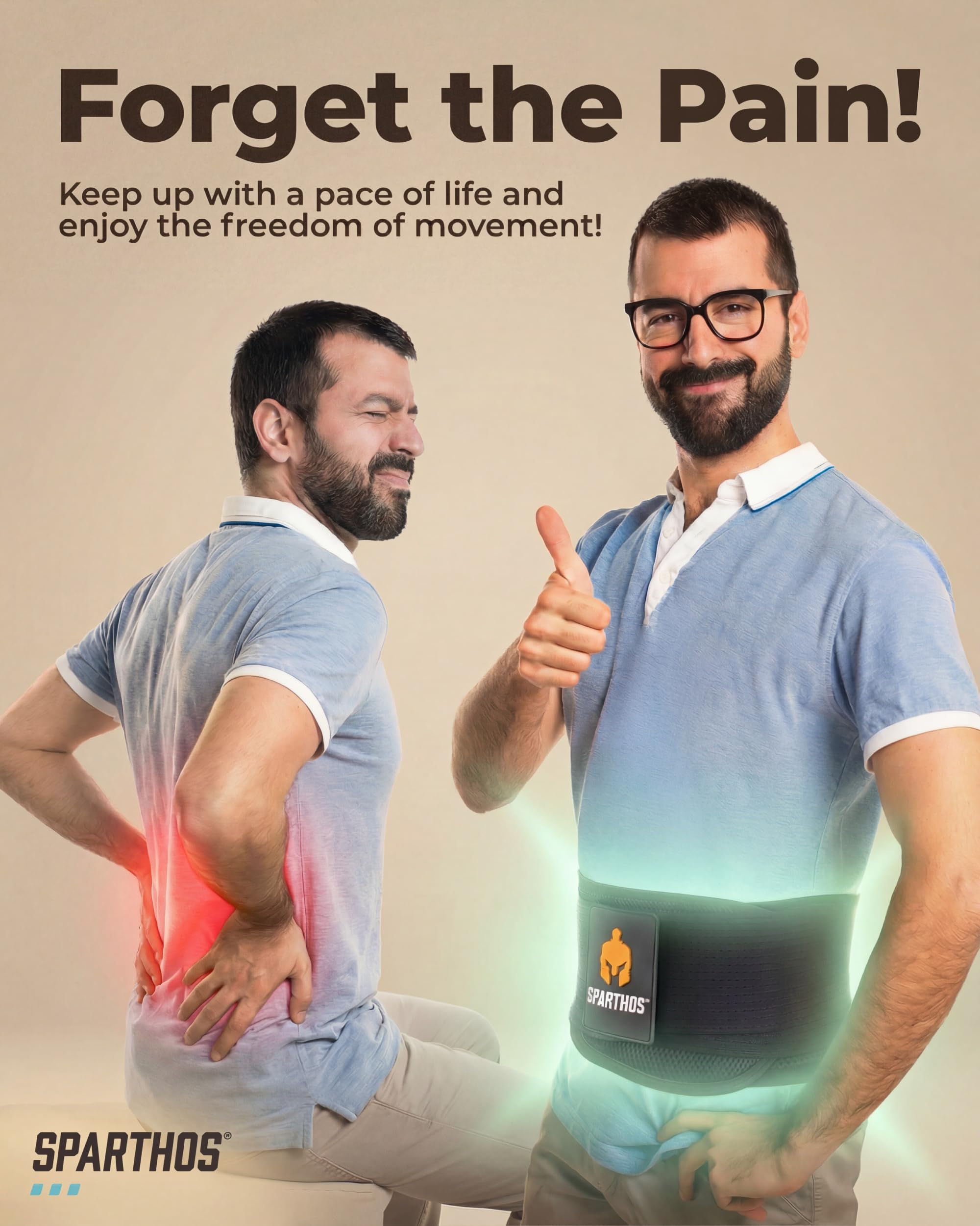 Sparthos primer plano de almohadilla lumbar ajustable para compresión dirigida