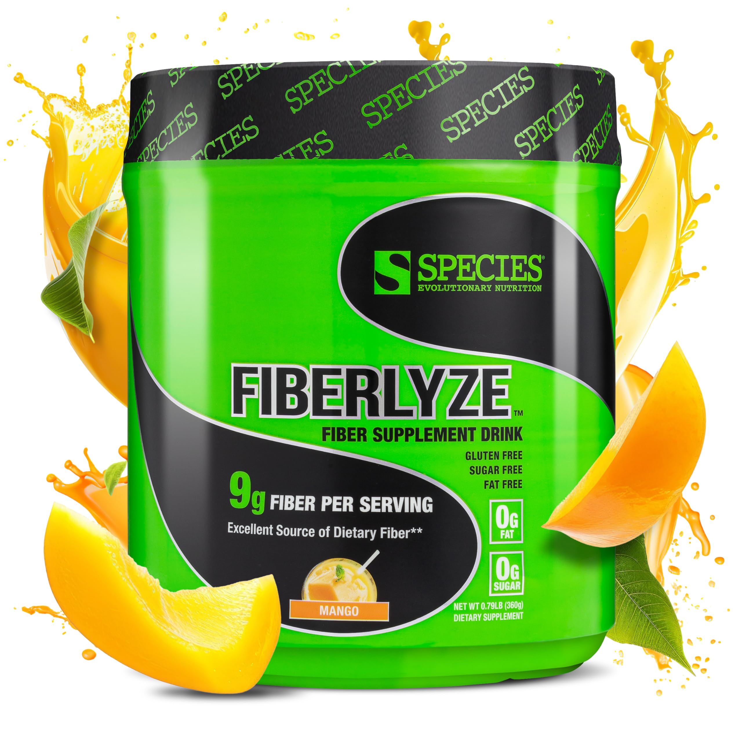 Species Nutrition empaque frontal sabor mango mostrando porciones y marca