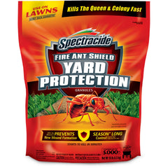 Spectracide empaque frontal mostrando granulado y protección de césped