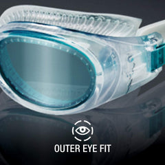 Speedo Hydrospex Classic split silicone strap visible and comfortable behind the head