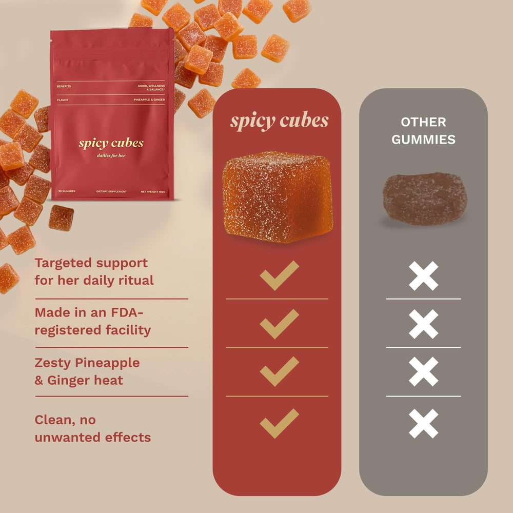 Spicy Cubes en manos demostrando formato portátil y conveniencia