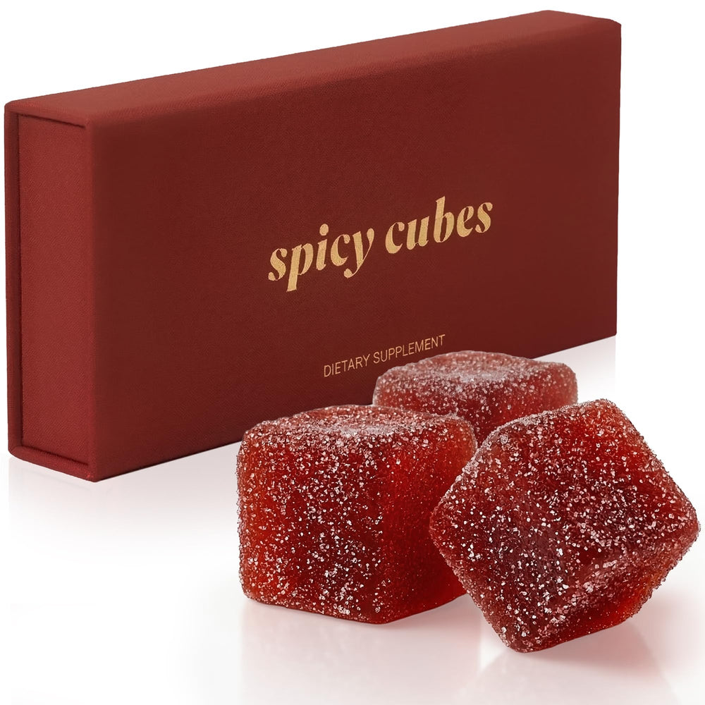 Spicy Cubes frente del empaque premium, presentación discreta y atractiva