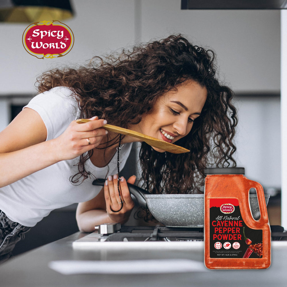 Spicy World etiqueta mostrando ingredientes naturales sin gluten