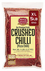 Spicy World frente del paquete de 5 libras mostrando valor a granel y frescura