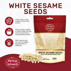 Spicy World cuchara con semillas de sésamo para comparar tamaño y porción