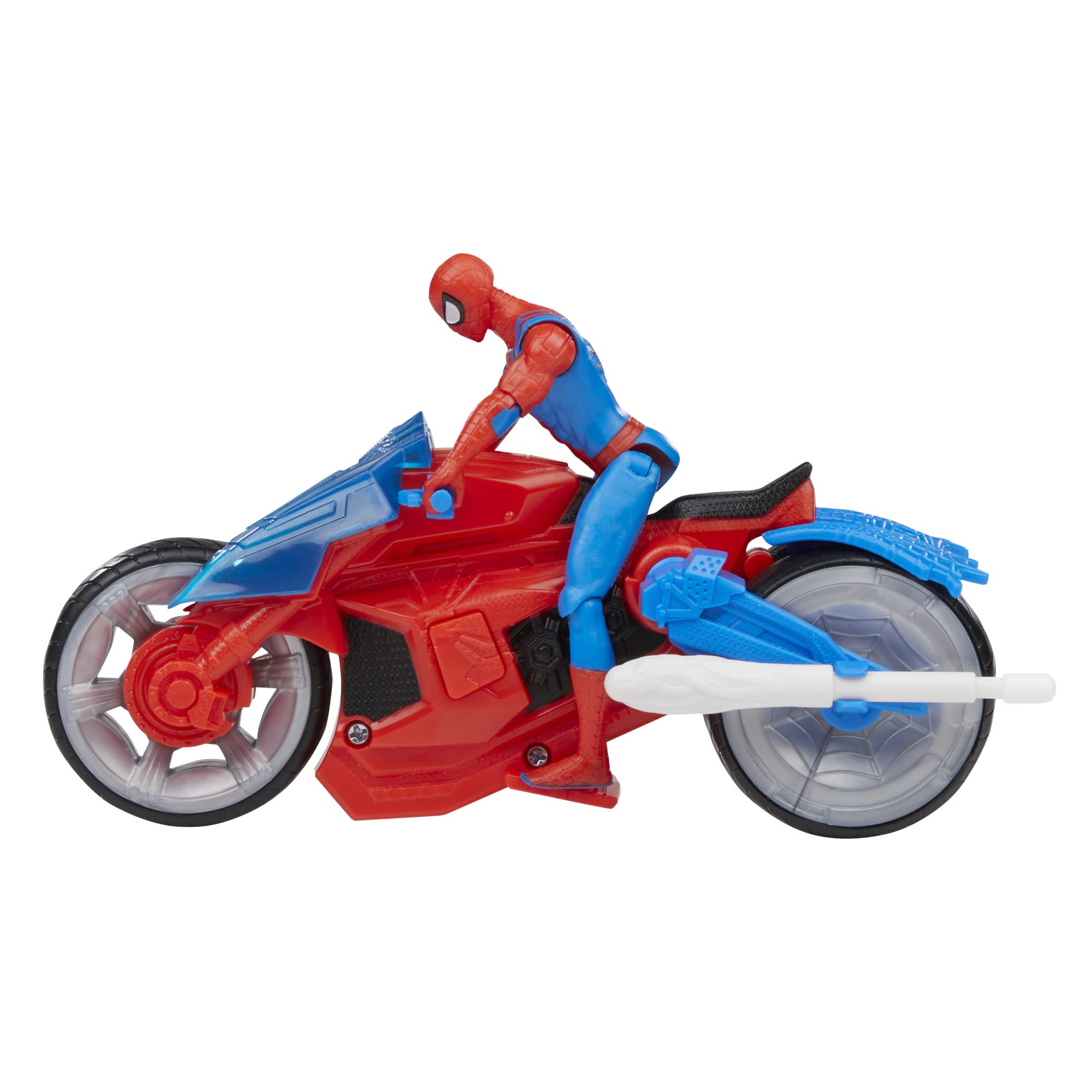 Spider-Man moto en acción recreando persecuciones y batallas