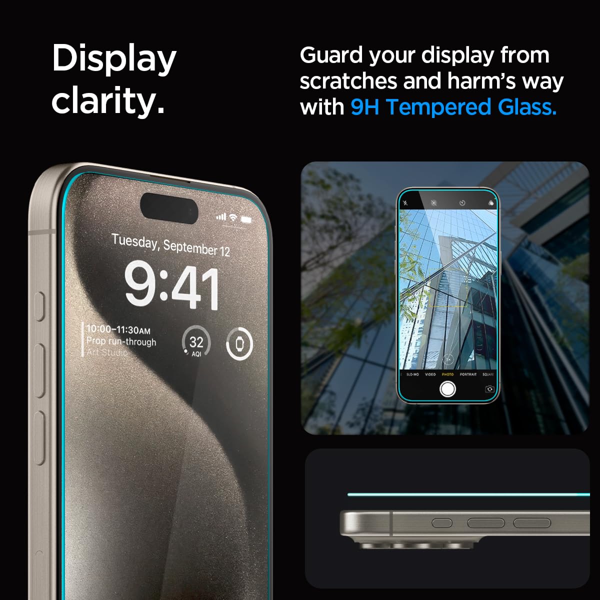 Spigen protector instalado junto a funda mostrando compatibilidad y ajuste