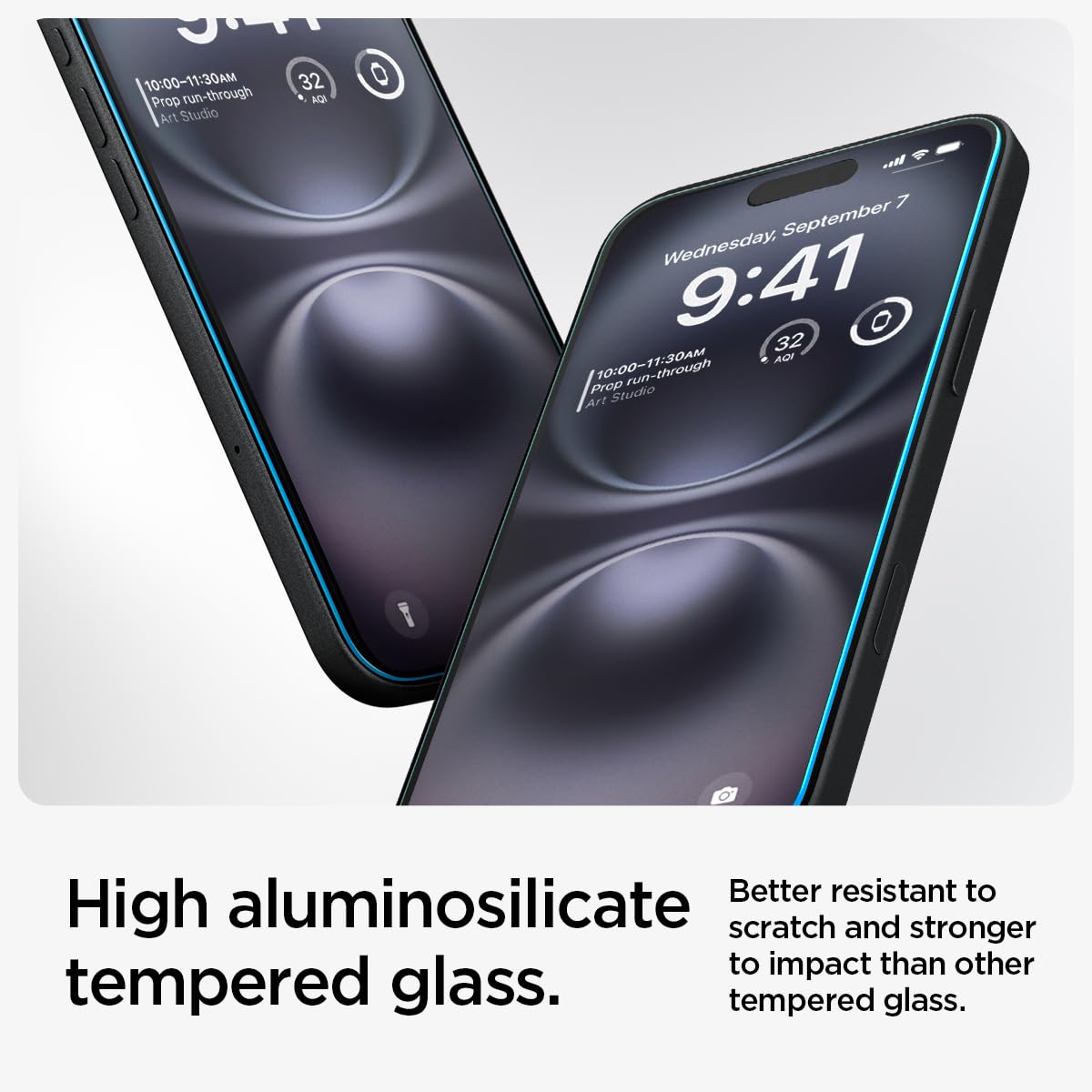 Spigen GlasTR textura del cristal templado que muestra claridad óptica