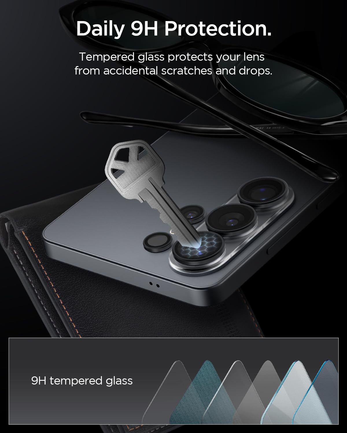 Spigen protector montado en teléfono sostenido en mano mostrando uso diario protegido