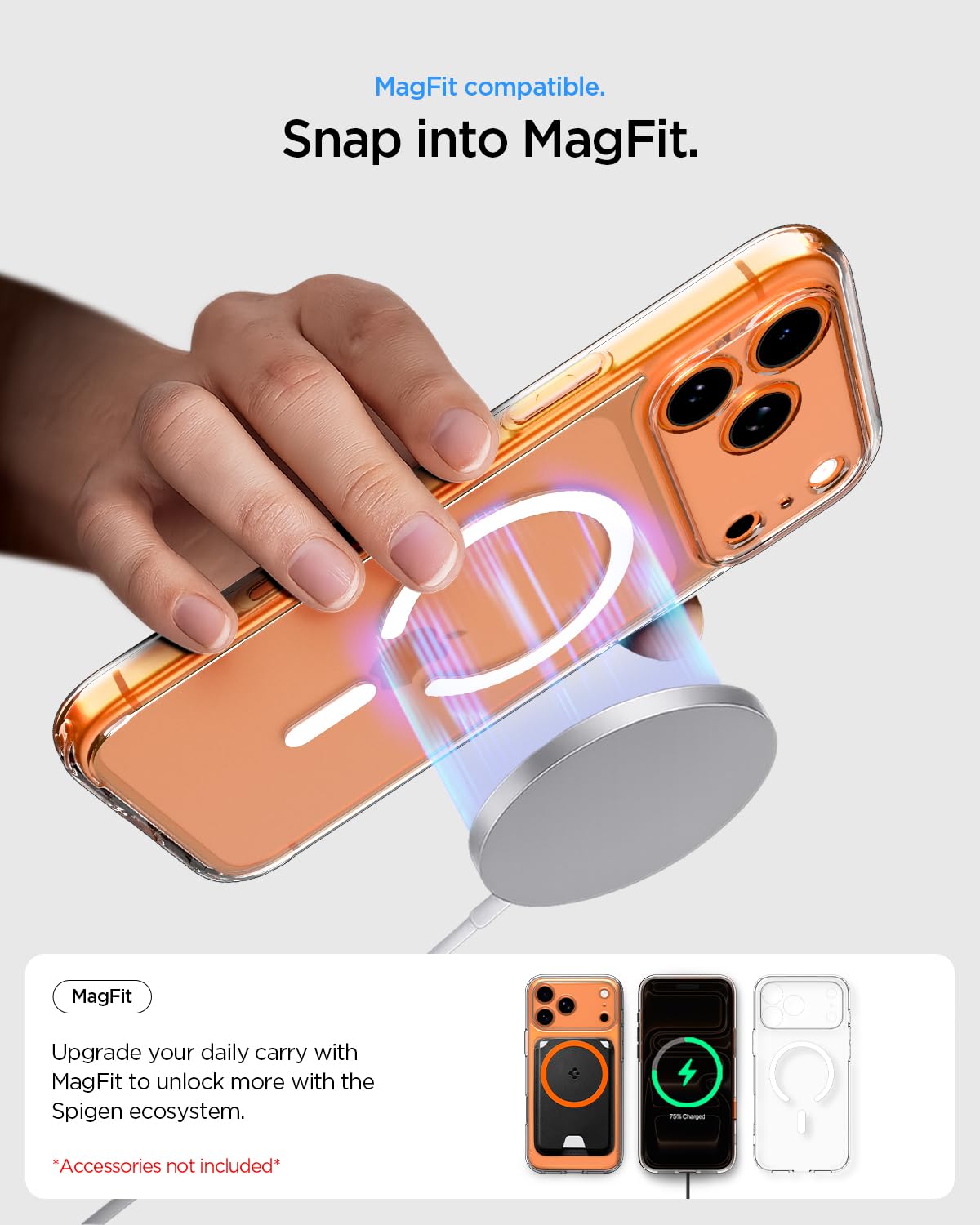 Spigen comparación de espesor junto a una regla que ilustra perfil delgado y protección