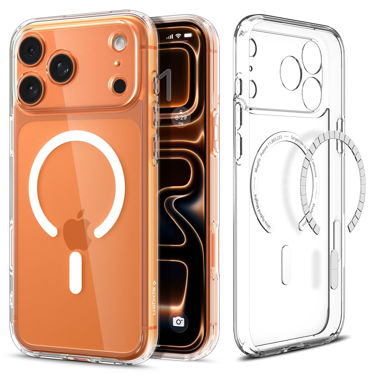 Spigen funda frontal transparente mostrando ajuste preciso y protección del diseño del iPhone