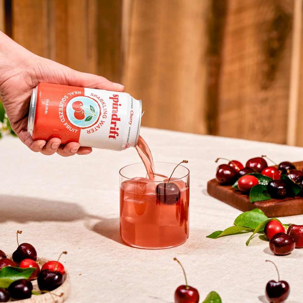 Spindrift etiqueta con ingredientes naturales y jugo exprimido real