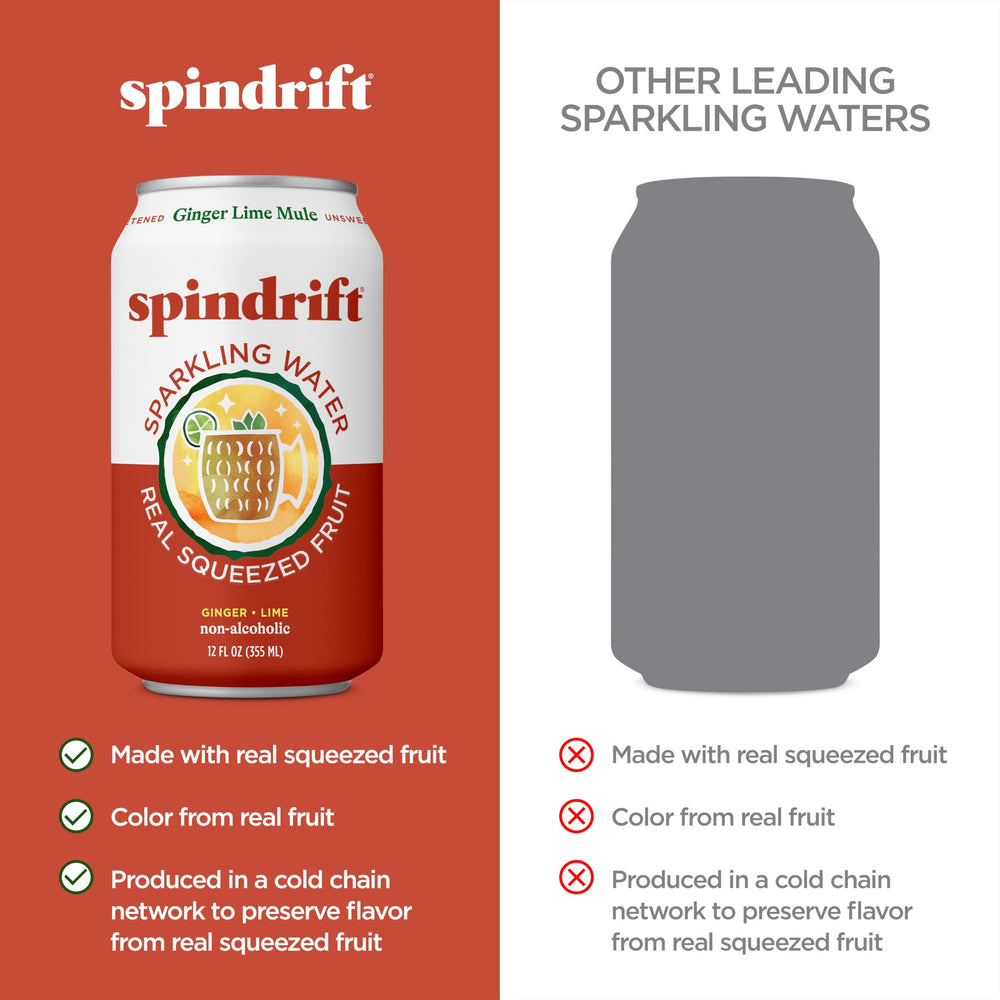 Spindrift lata abierta con gas visible aportando frescura