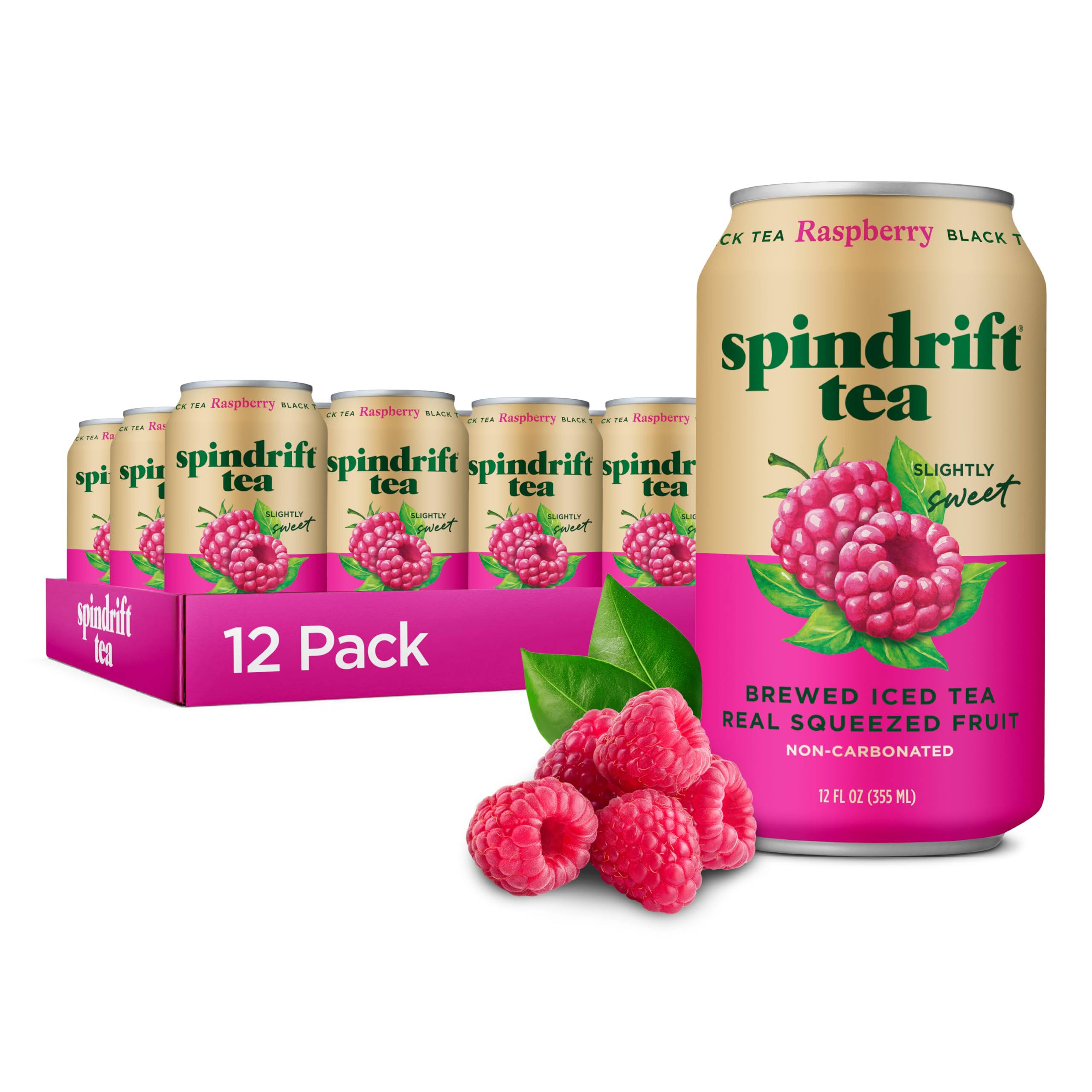 Spindrift lata frontal mostrando etiqueta y beneficio de fruta real