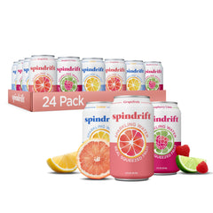 Spindrift pack variedad 24 latas visto al frente, refresco natural listo