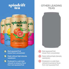 Detalle de la textura y la lata Spindrift donde se aprecian la etiqueta y ingredientes reales
