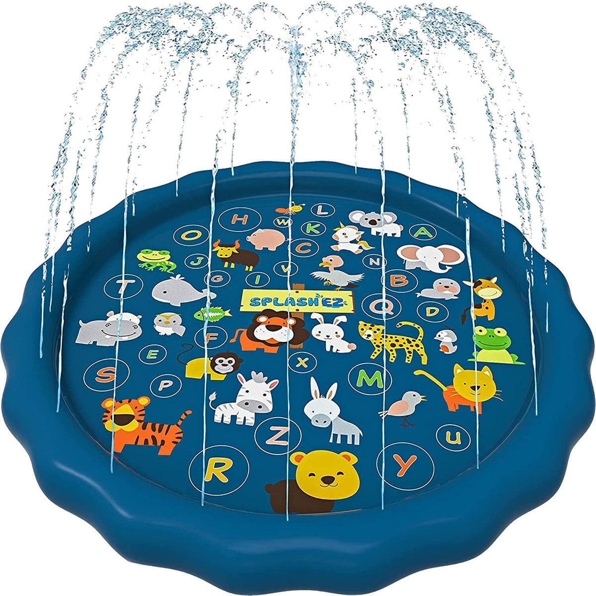 SplashEZ vista frontal de la piscina inflable mostrando forma y diseño para juego familiar