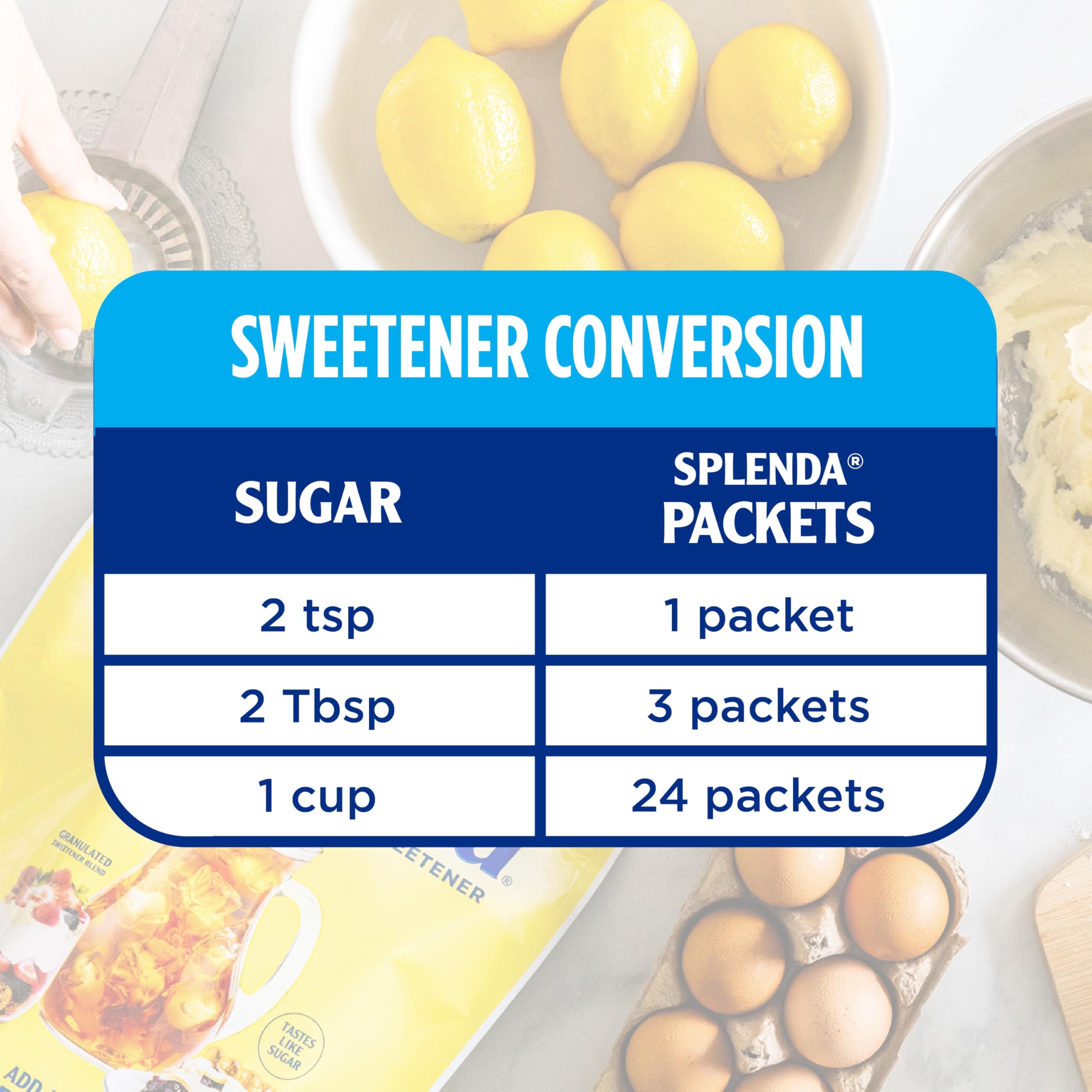 SPLENDA etiqueta y lista de ingredientes resaltando fabricación USA