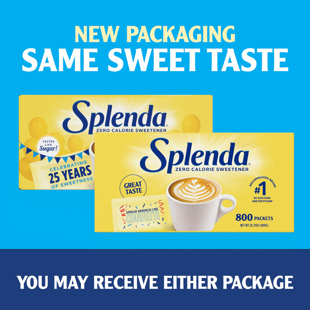 SPLENDA sobre vertido en café demostrando disolución rápida