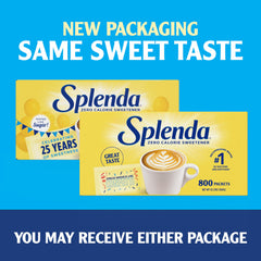 SPLENDA sobre vertido en café demostrando disolución rápida