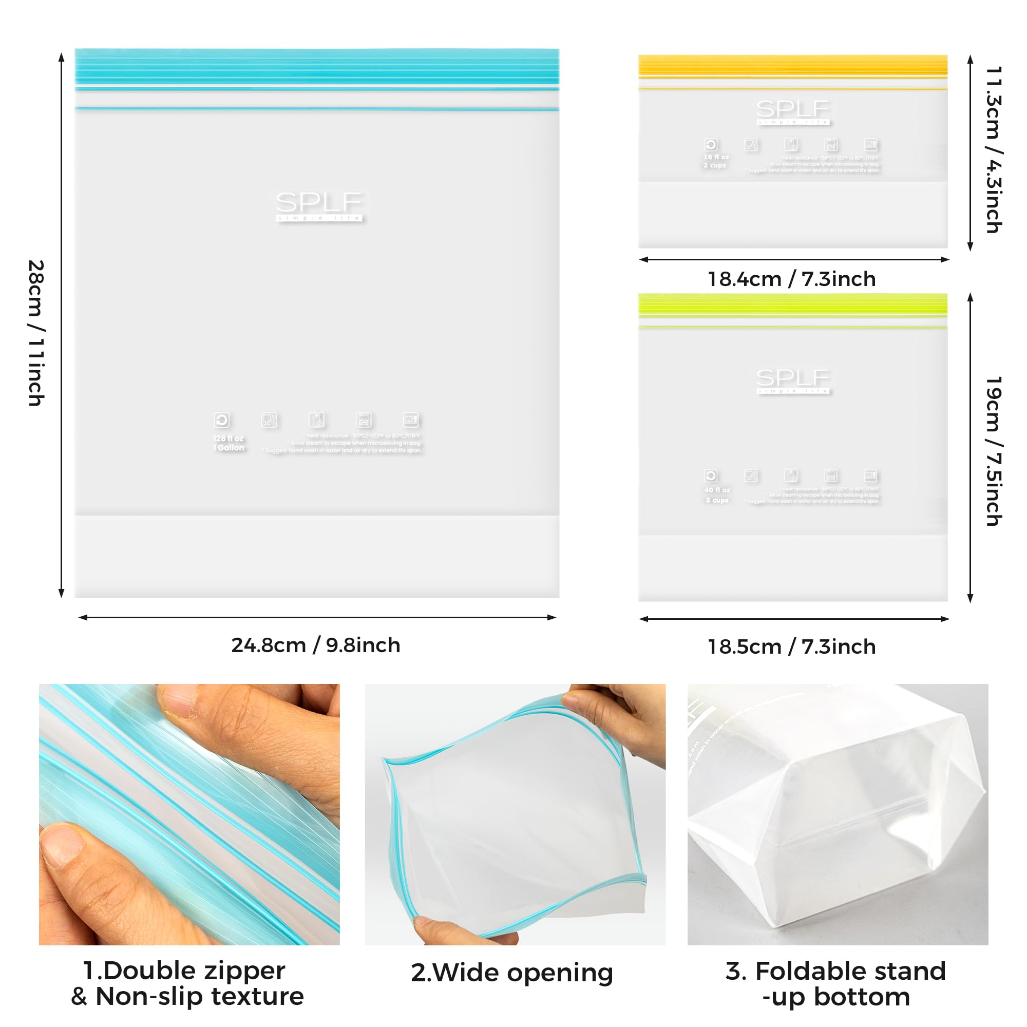 SPLF bolsa de pie con fondo plegable estable, facilita almacenamiento y vertido
