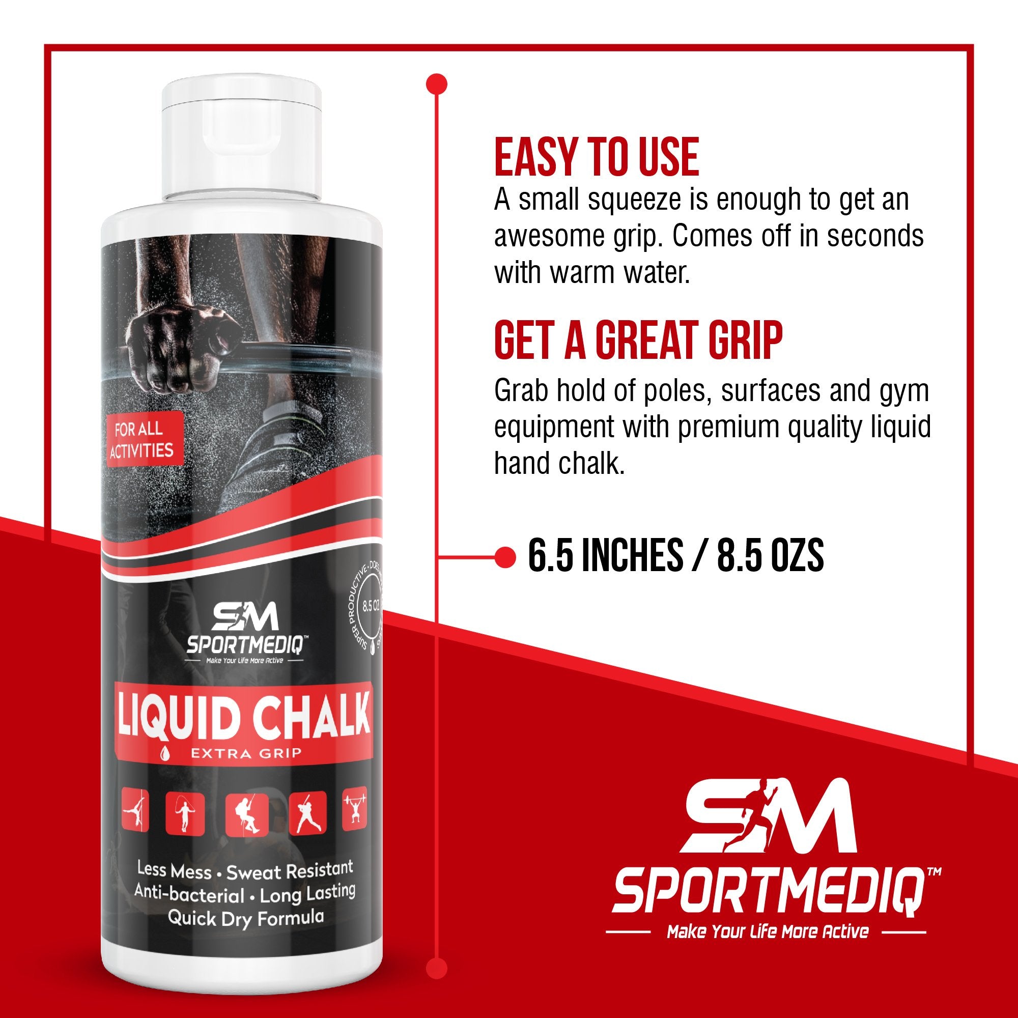 SPORTMEDIQ textura cremosa en gota, absorción rápida y sin polvo