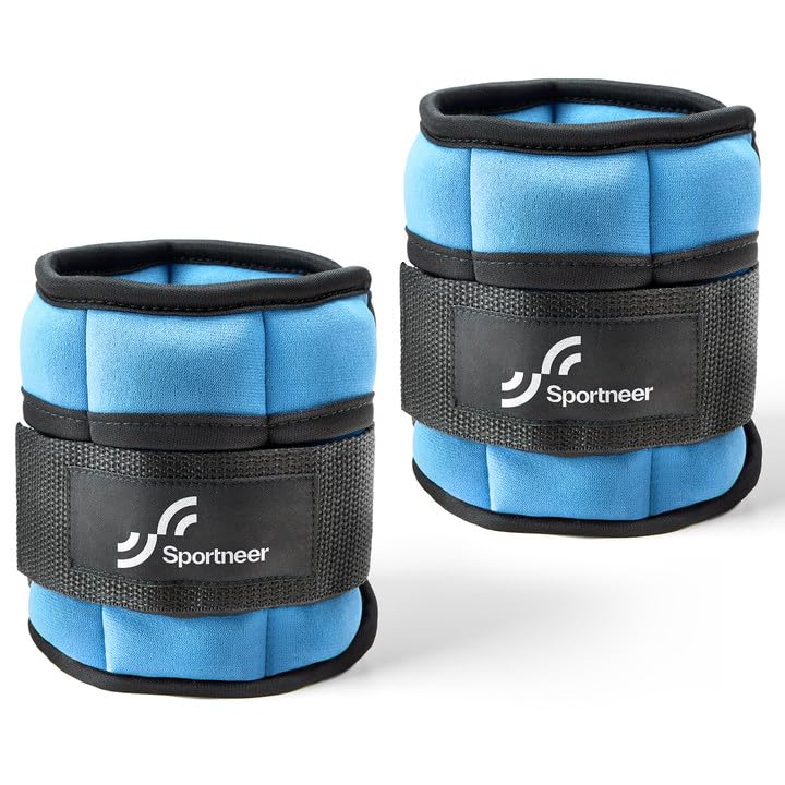 Sportneer par de tobilleras azules mostrando el set completo listo