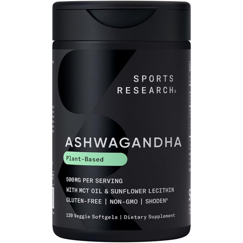 Sports Research frente del empaque mostrando 120 softgels y beneficio de conveniencia