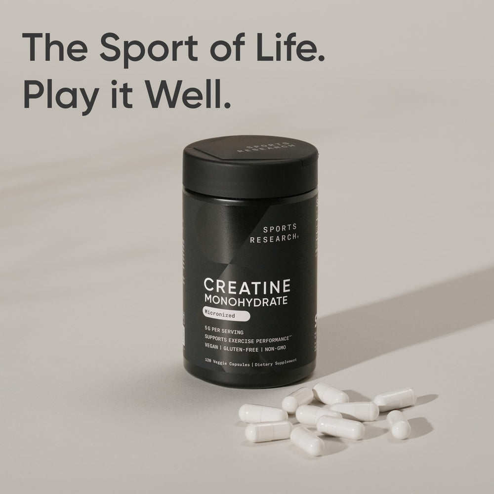Sports Research cápsulas abiertas mostrando polvo micronizado de creatina