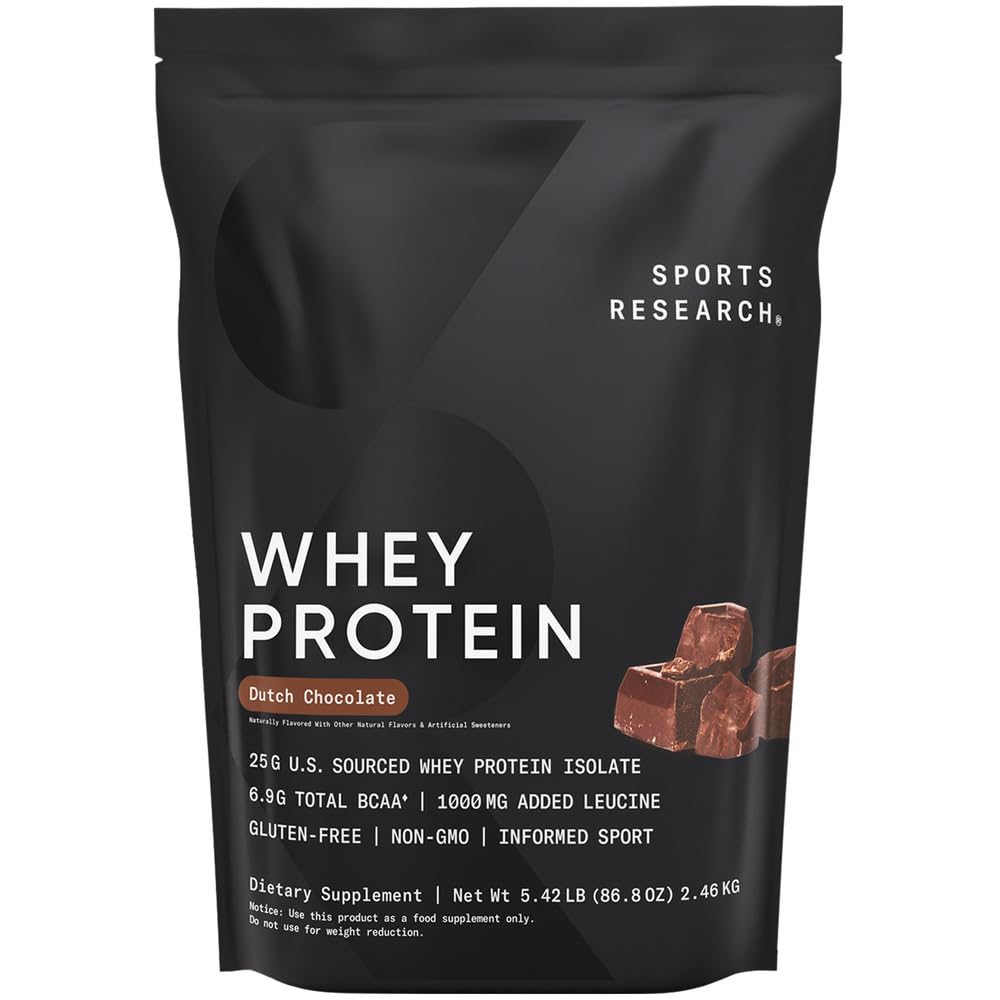 Sports Research empaque frontal mostrando 5.42 lb y beneficio de proteína alta
