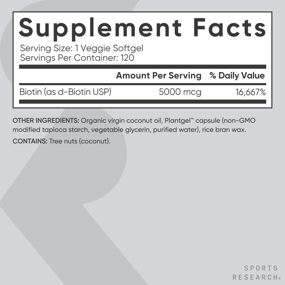 Etiqueta Sports Research con lista de ingredientes y certificaciones que aporta transparencia