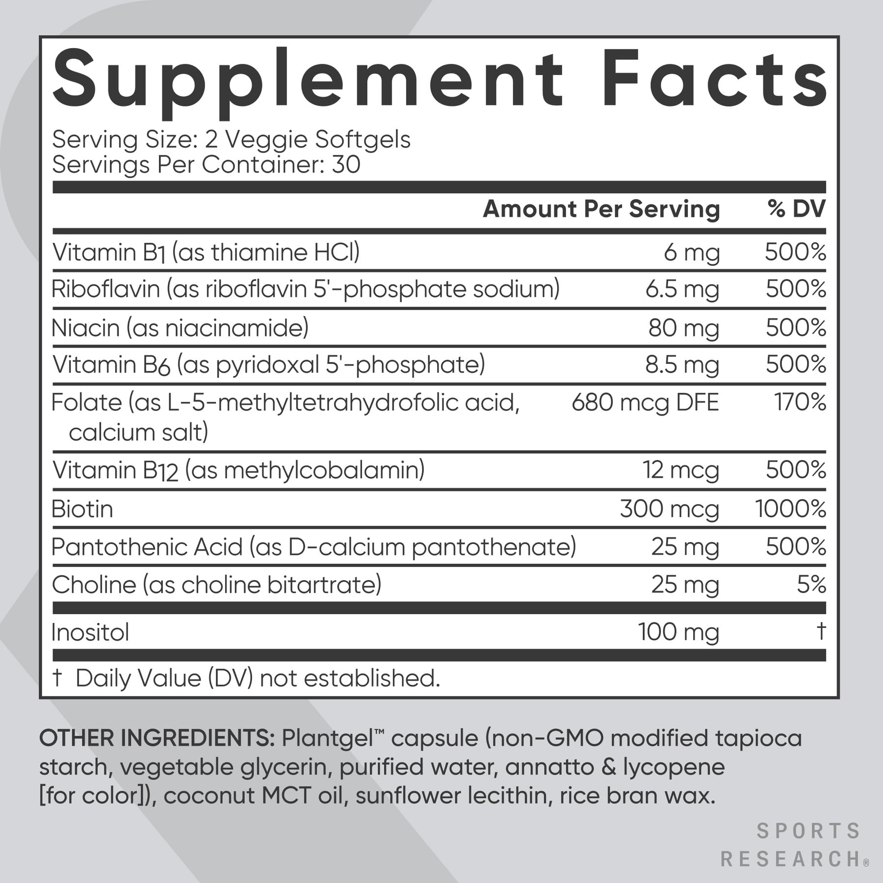 Sports Research etiqueta nutricional en detalle, claridad de ingredientes