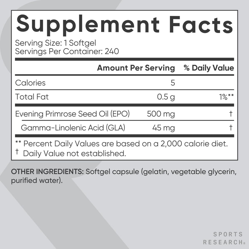 evening primrose seeds and oil droplet, Sports Research ingredient clarity and purity
