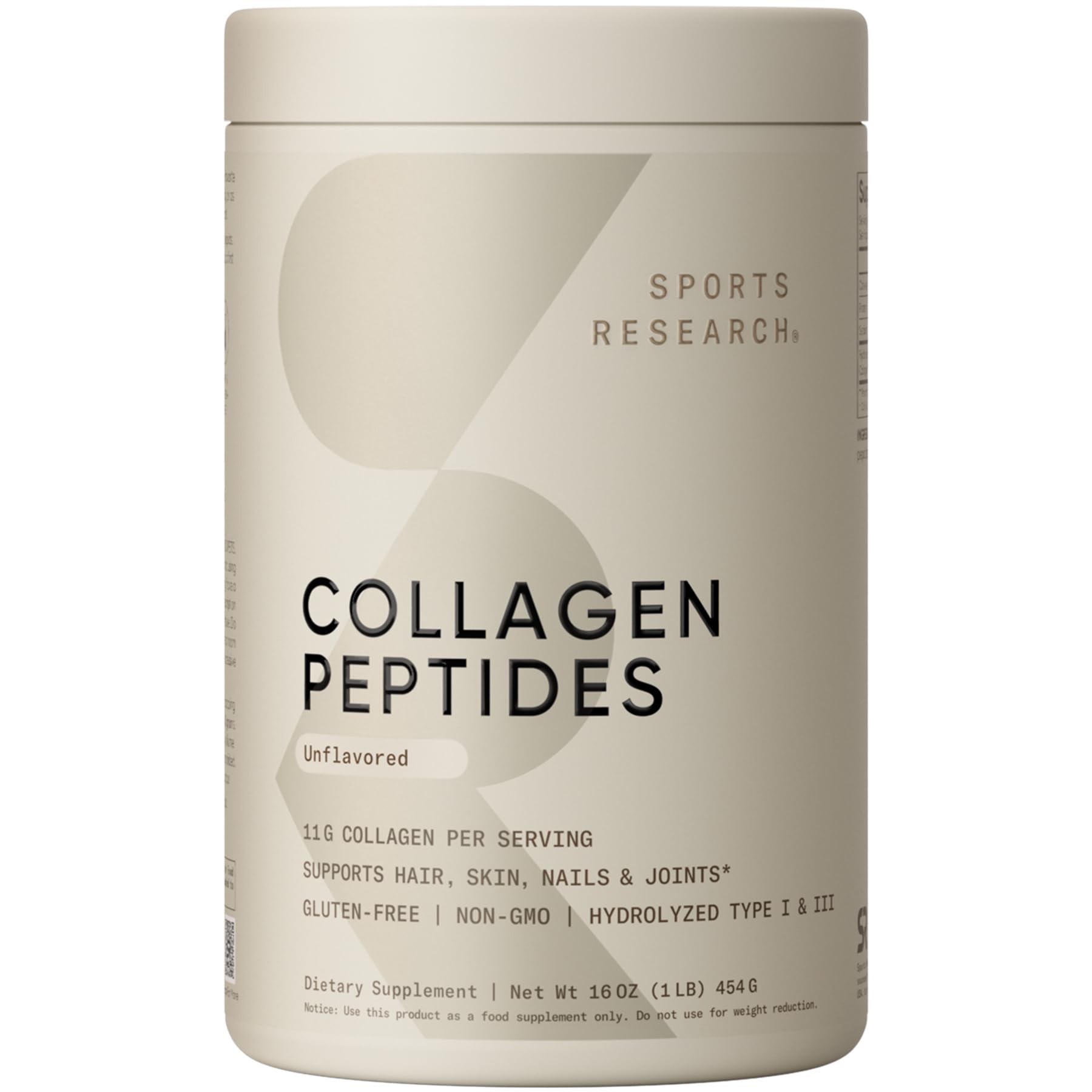 Sports Research envase frontal mostrando tamaño y marca para confianza