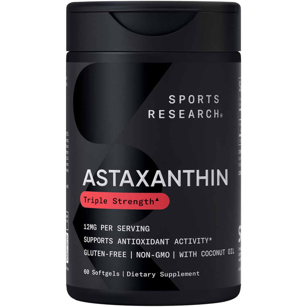 Sports Research frontal del envase mostrando 60 softgels y beneficios