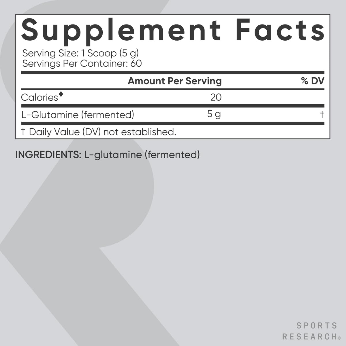 Sports Research etiqueta con información nutricional y certificaciones claras