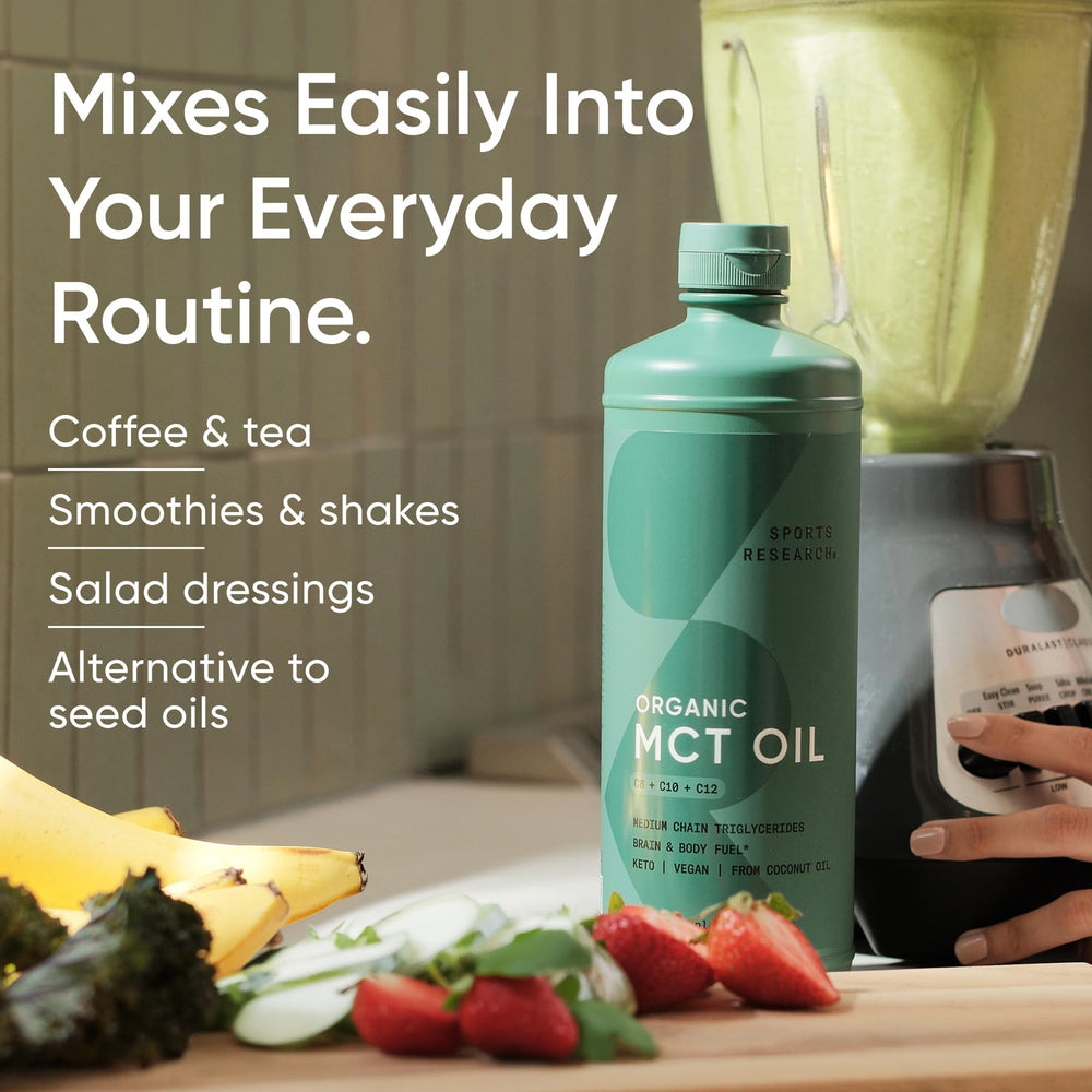 Sports Research bottle beside measuring spoon for serving size clarity