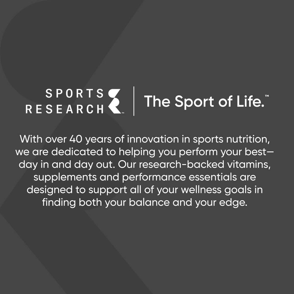 Sports Research placa de fabricación en EE. UU., indica control y calidad cGMP
