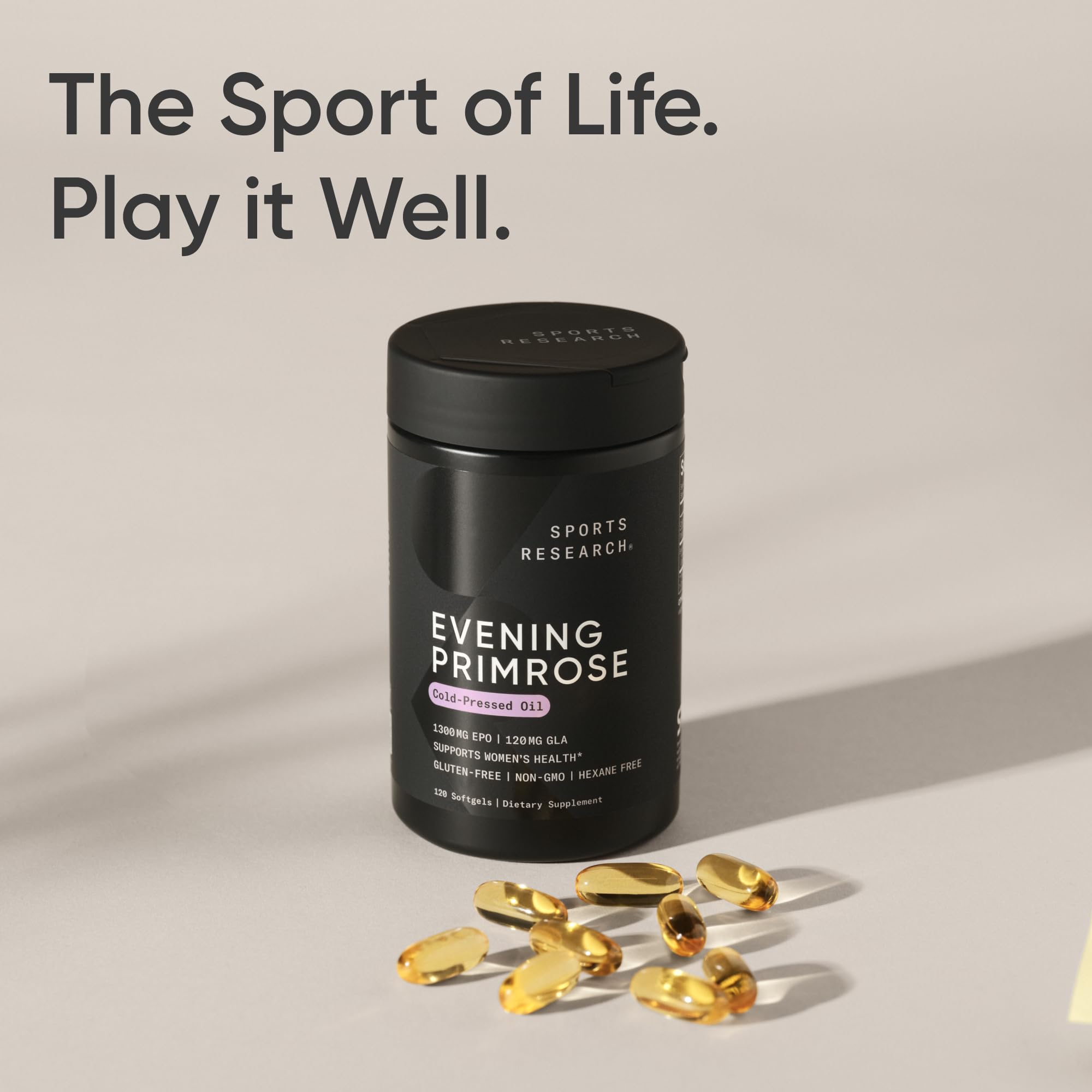 Sports Research softgel in hand showing easy‑to‑swallow size and convenience
