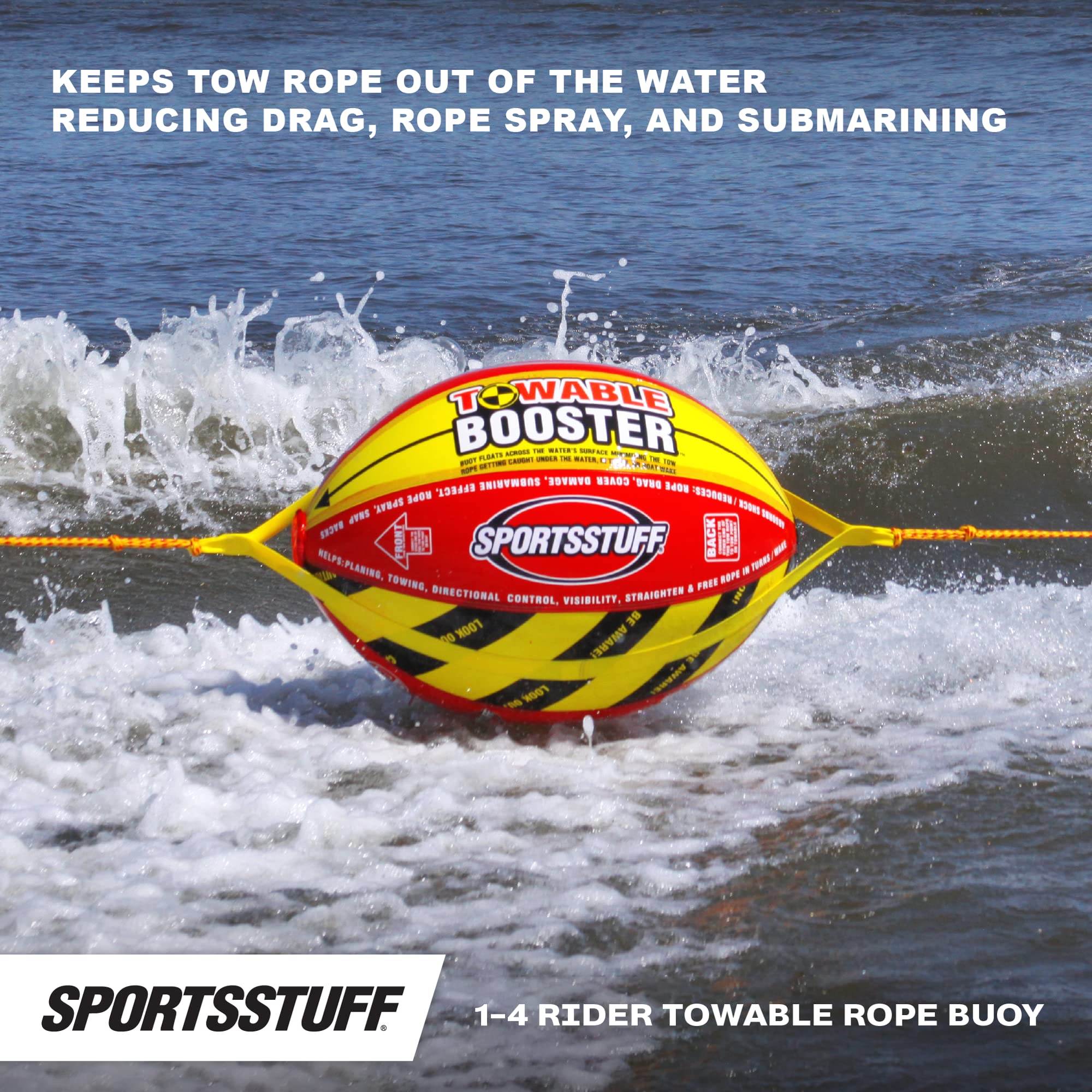 SportsStuff Booster Ball detalle de costuras reforzadas para mayor resistencia