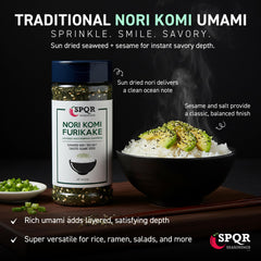 SPQR detalle de textura de furikake con algas y semillas, añade crujiente