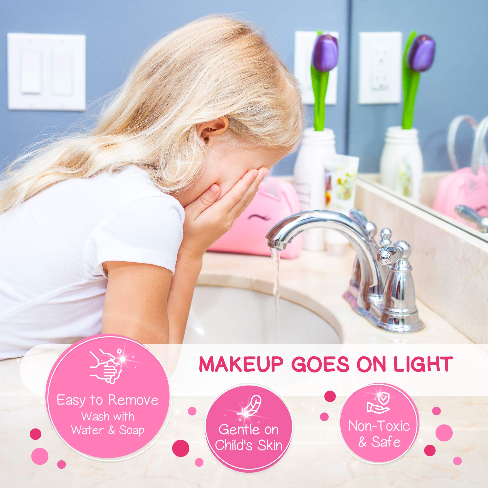Sprinkles Toyz niña usando el maquillaje fomentando imaginación segura