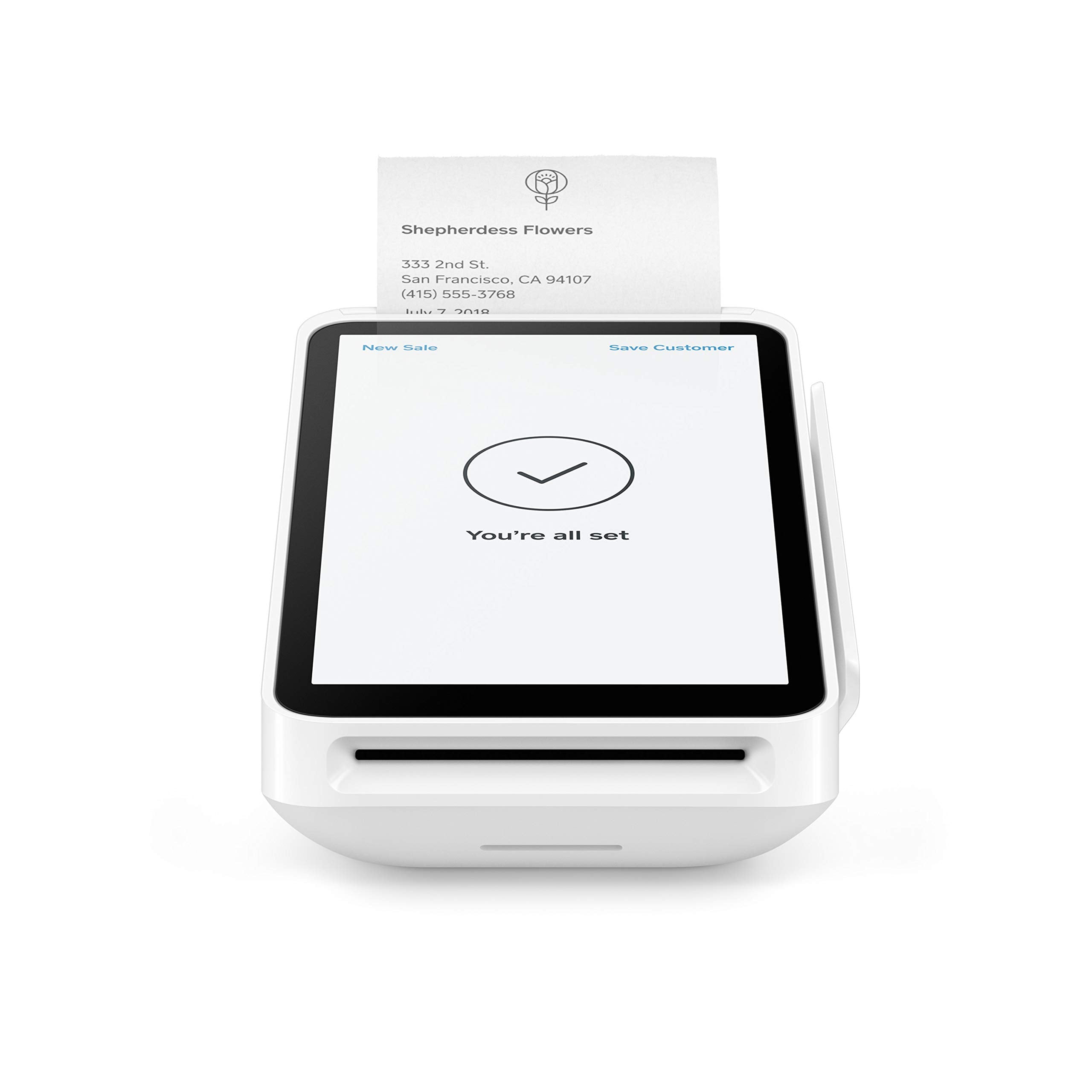 Square Terminal pantalla táctil con interfaz de cobro visible, simplifica el registro de ventas