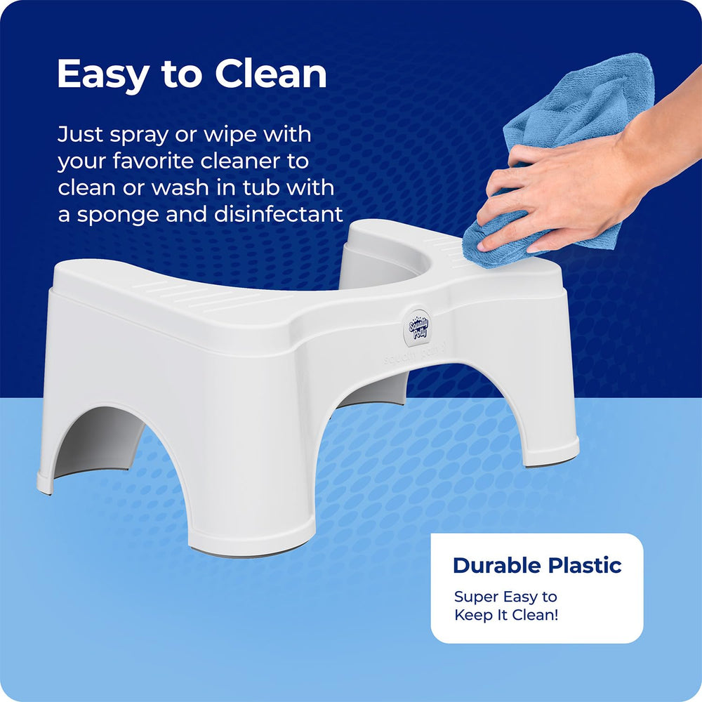 Squatty Potty en entorno real de baño para uso familiar