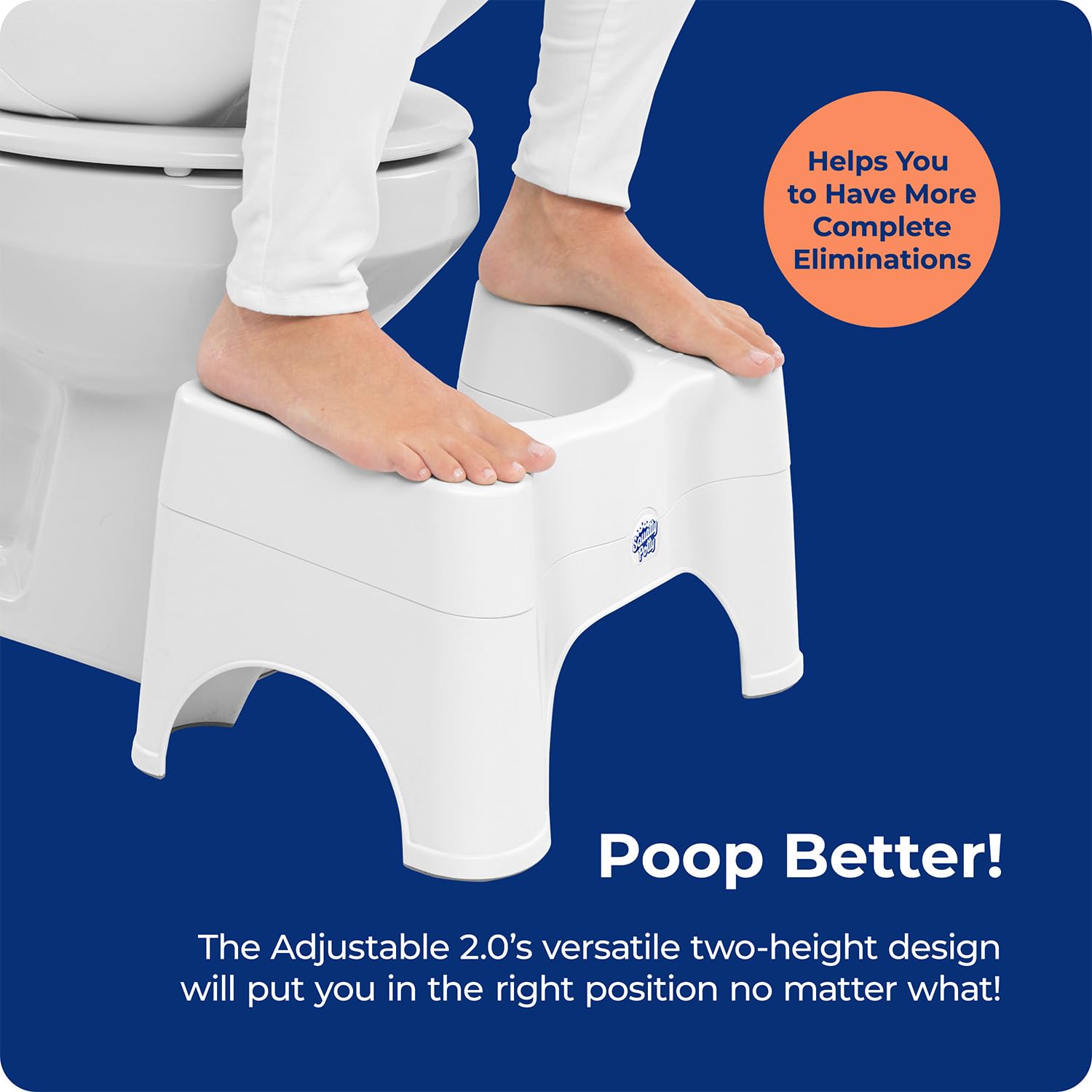 Squatty Potty en uso con pies posicionados para mayor comodidad