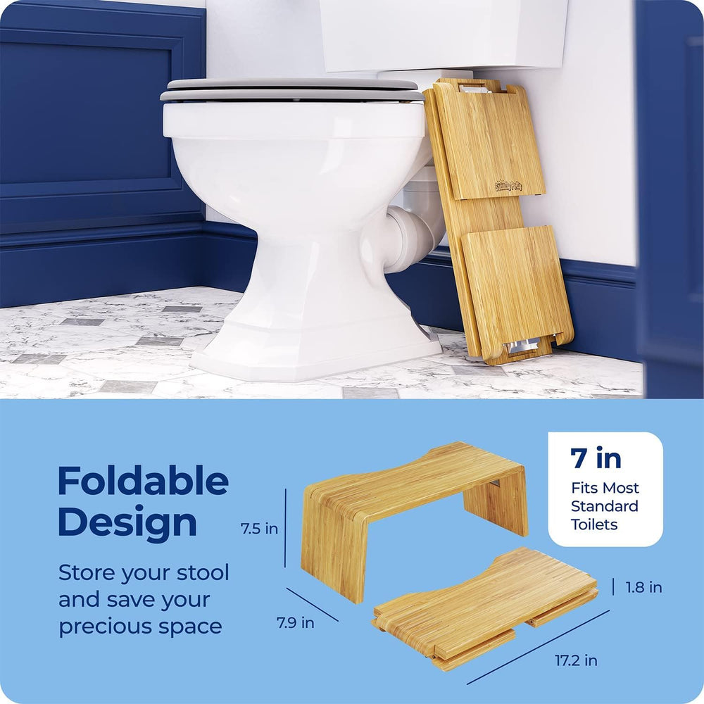 Squatty Potty Oslo junto a un inodoro para comparar tamaño y compatibilidad