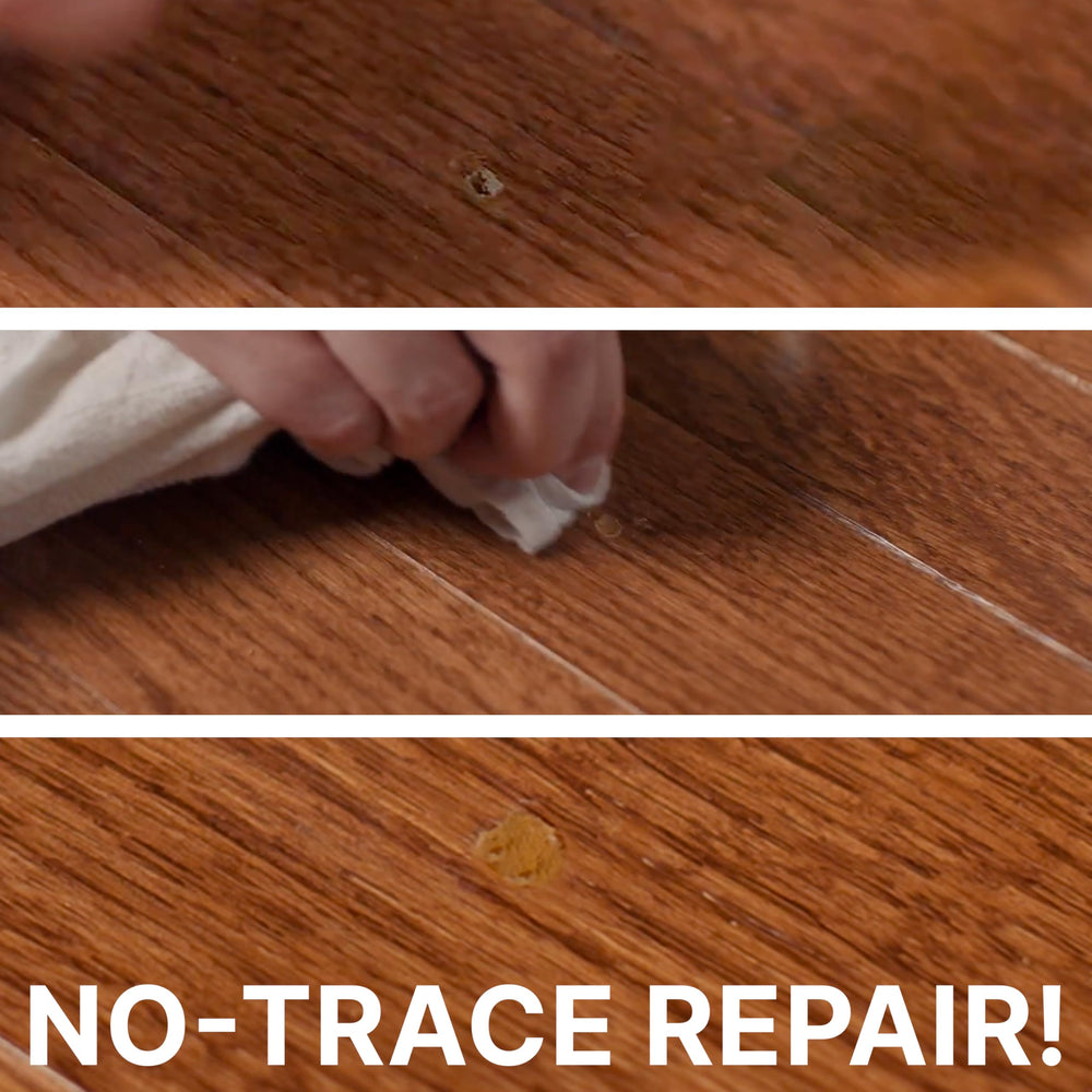SQUEEEK NO MORE stair repair before and after demonstrating quiet results